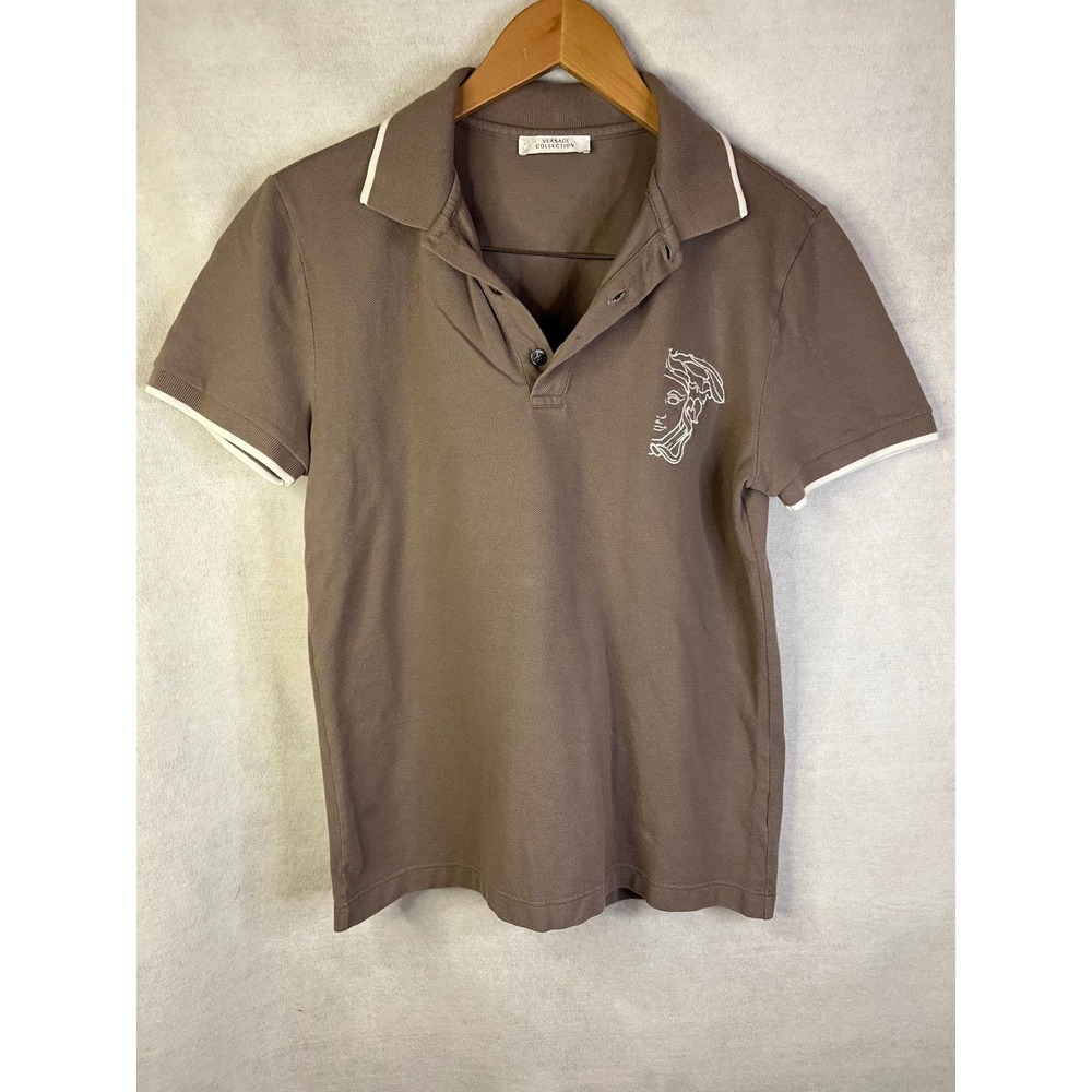 Versace Collection Medusa Head Polo Shirt‎ Sz S Short Sleeve Contrast Collar